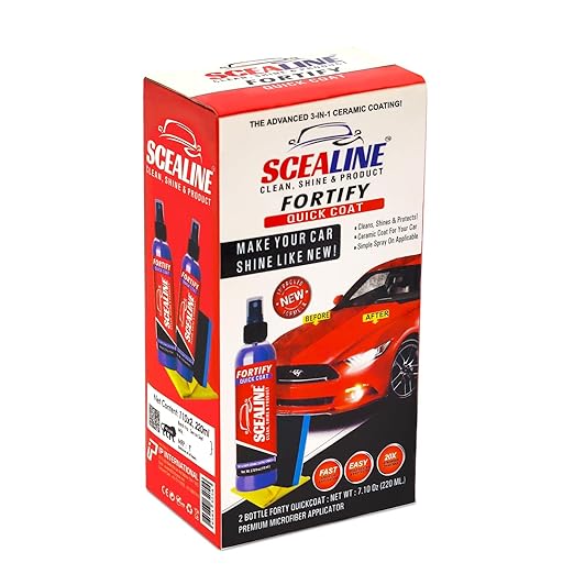 SCEALINE Car Liquid Polish Spray 3 in 1 High Protection Quick Car Coating Spray | Clean, Polish, Restore Shine | Water-Proof, Fouling Resistance, Anti-Aging | Spray & Wipe Formula - 110 ml (Pack of 2)