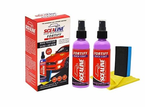 SCEALINE Car Liquid Polish Spray 3 in 1 High Protection Quick Car Coating Spray | Clean, Polish, Restore Shine | Water-Proof, Fouling Resistance, Anti-Aging | Spray & Wipe Formula - 110 ml (Pack of 2)