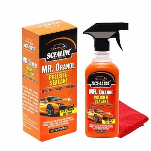 SCEALINE All in One Car & Bike Polish & Sealant | High Gloss Shine | Protects Paint, Plastic, Chrome, Rubber| Easy to Use | Interior & Exterior Polish | Water-Repellent Finish - 473 ml With Applicator