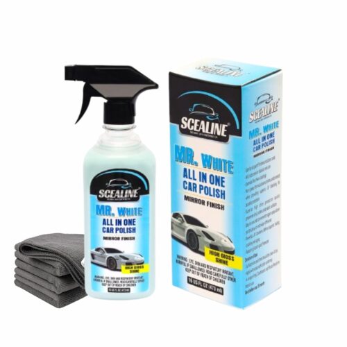 SCEALINE All in One Multipurpose Liquid Polish for Car, Bike & Scooter | High Gloss & Easy Application | Clean, Protect & Keep Showroom Finish | For Interior & Exterior - 473ml with Microfiber Cloth