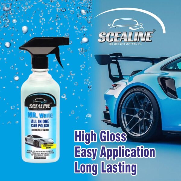 SCEALINE All in One Multipurpose Liquid Polish for Car, Bike & Scooter | High Gloss & Easy Application | Clean, Protect & Keep Showroom Finish | For Interior & Exterior - 473ml with Microfiber Cloth
