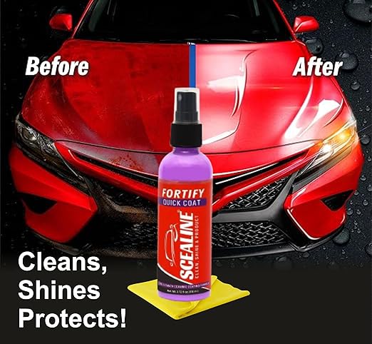 SCEALINE Car Liquid Polish Spray 3 in 1 High Protection Quick Car Coating Spray | Clean, Polish, Restore Shine | Water-Proof, Fouling Resistance, Anti-Aging | Spray & Wipe Formula - 110 ml (Pack of 2)