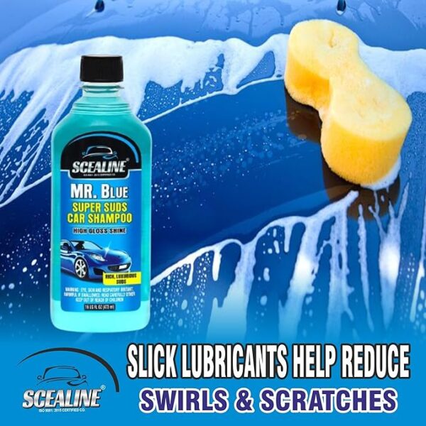SCEALINE Super Suds Concentrate Car Shampoo with Microfiber Cloth | Removes Tough Stains, Dirt & Grime | Slick Lubricants Help Reduce Swirls & Scratches | Thick Foam Works with Bucket & Foam Cannon