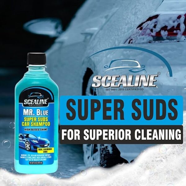 SCEALINE Super Suds Concentrate Car Shampoo with Microfiber Cloth | Removes Tough Stains, Dirt & Grime | Slick Lubricants Help Reduce Swirls & Scratches | Thick Foam Works with Bucket & Foam Cannon